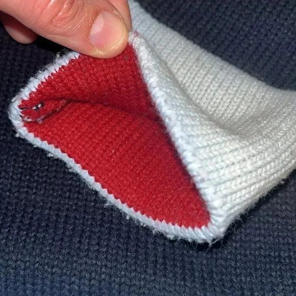 Armani Oversized Navy Colorblock Logo Sweater Made in Italy XL - Picture 7 of 11